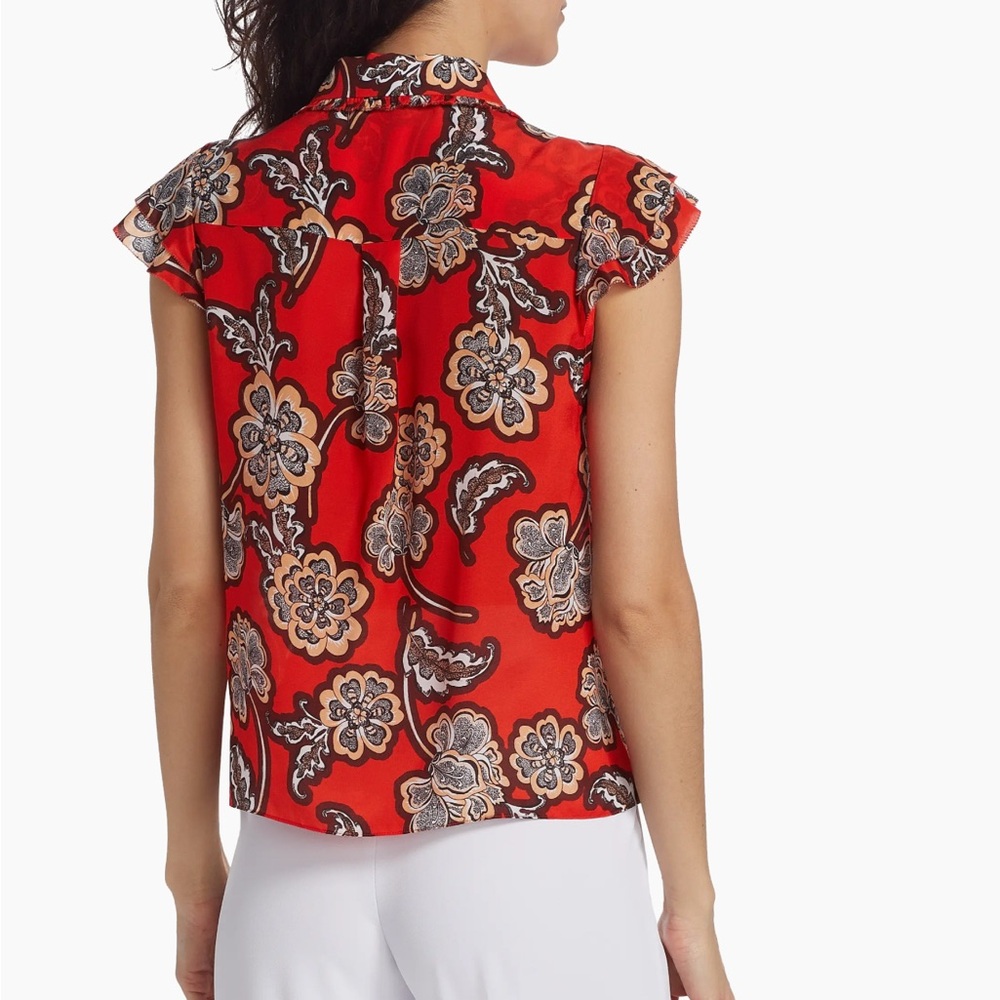 ❌SOLD❌NWT- Alice + Olivia Martel Printed Silk Shirt size L - Picture 5 of 8